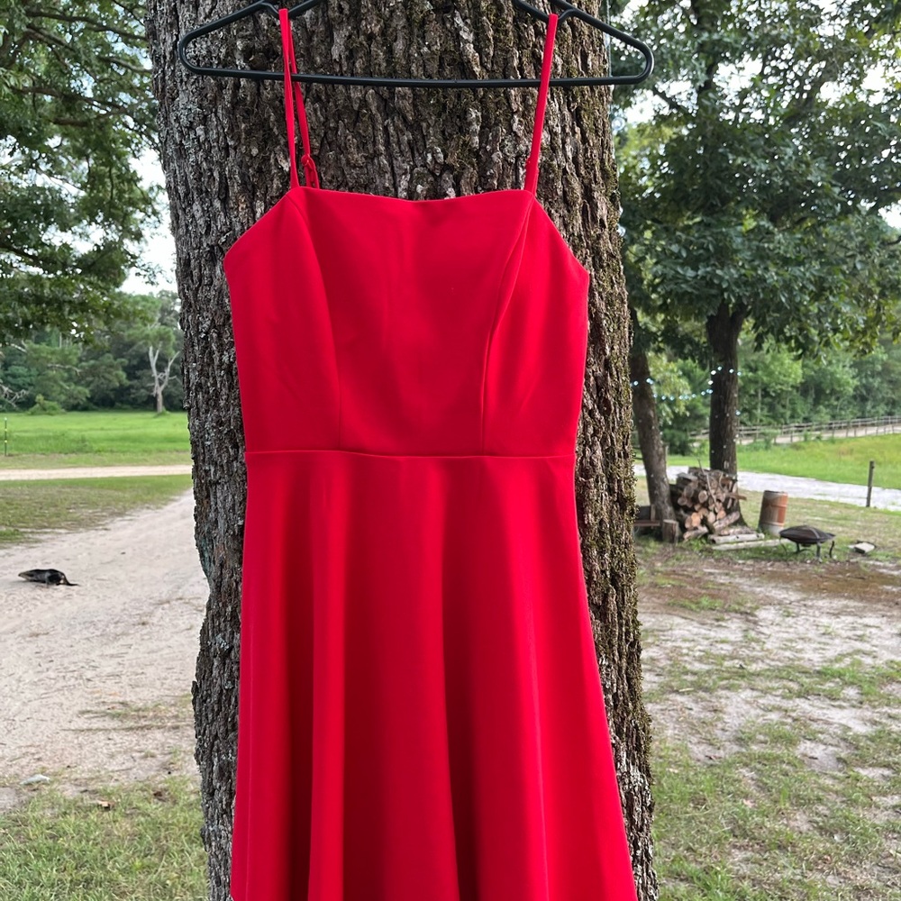 B. Smart Red Spaghetti Strap A-Line Prom Dress